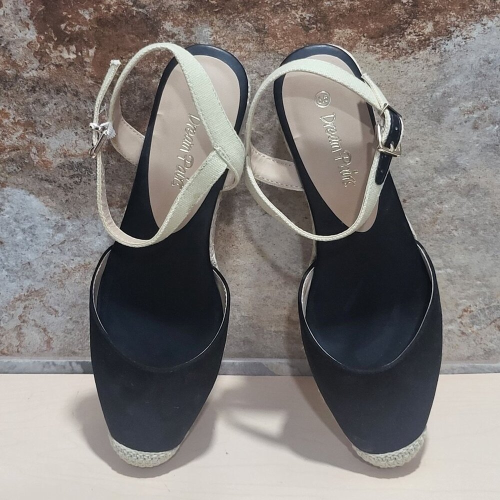 Dream Paris Black 6.5 Espadrille Sandal Strap Buckle Close Toe - Picture 8 of 10